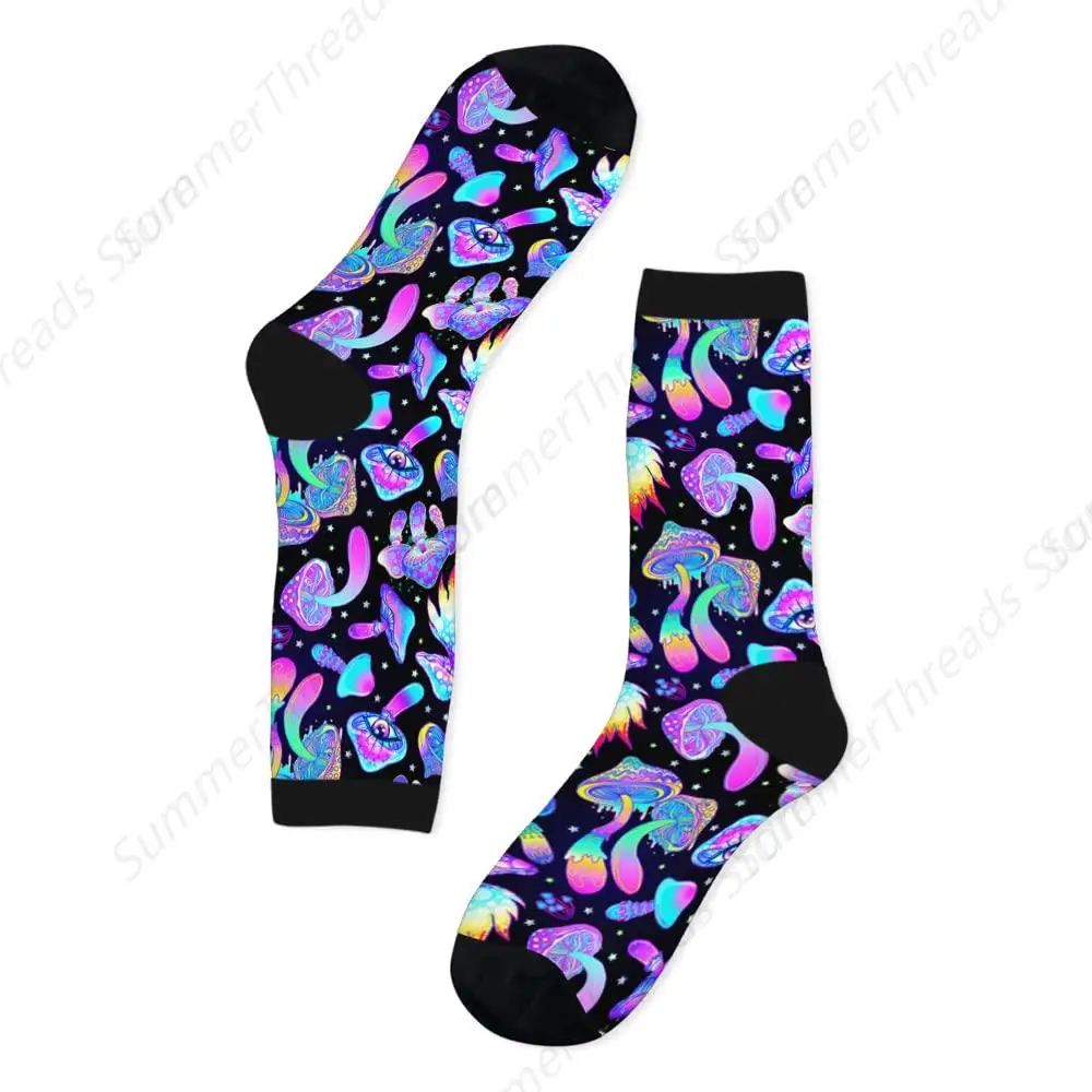 الفطر السحري جوارب بأشكال مضحكة نابضة بالحياة مخدر الفلورسنت الفطر الملونة الهبي بوهو نمط الجدة عادية طاقم الجوارب
