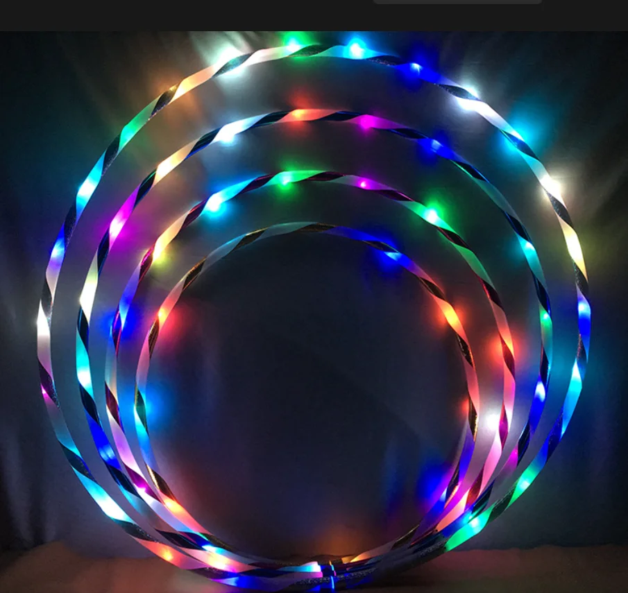 LED Glowing Hula Hoop Light Up Fitness Exercise Hoops 70cm 80cm for Children Adults Dance Fitness Club Bar Unique Party Supplies