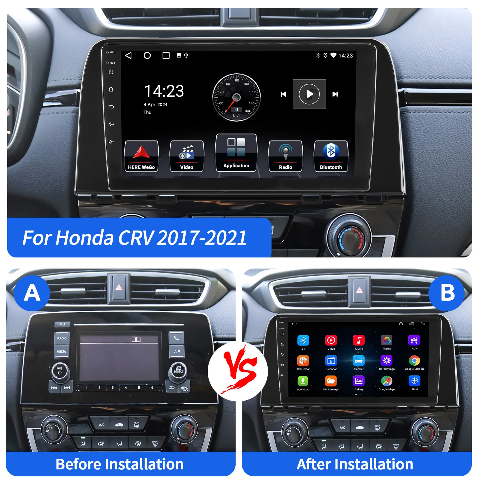Für Honda CRV CR-V 2017-2021 CarPlay Android 14,0 Auto Stereo Radio GPS Navigation Bluetooth WiFi 2 + 32GB Kopf Einheit SWC ASP FM/RDS