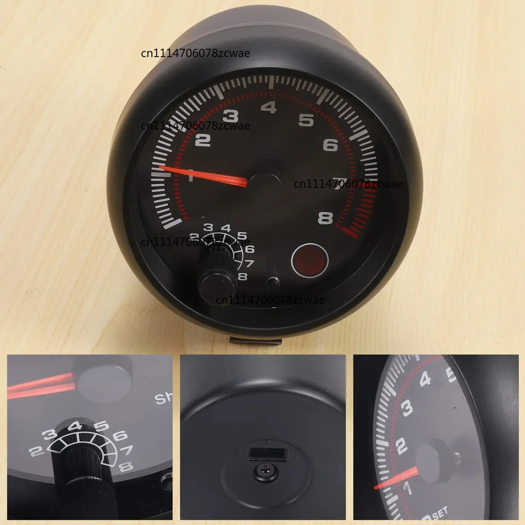 For Auto Car, 0-8000 RPM QM-Universal 3.75 Inch 12V White LED Backlit Tachometer Gauge With Red Shift Light