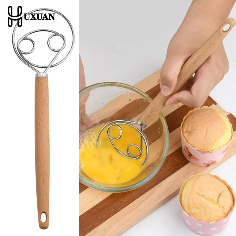 Large Hand Danish Dough Whisk Bread Mixer Stainless Steel Cake Pastry Dough Mixer Stick Egg Beater Kitchen Baking Blender Tools