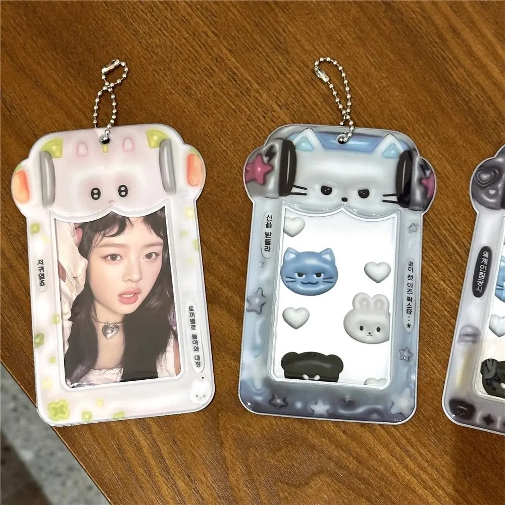 

Rabbit Cool Bear Idol Photocard Holder Dog Korean Style Captain Bunny Card Sleeve Protective Case 3D Rock Cat Bus Card Holder