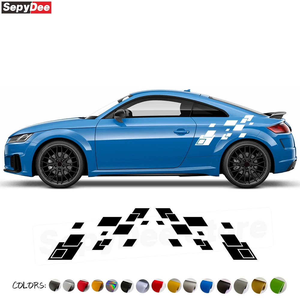 

2 PCS Racing Sport Car Door Rear Fender Lattice Graphics Decal For Audi S3 S4 S5 S6 Q3 Q5 Q7 Q8 TT A3 A4 A5 A6 A7 RS Accessories