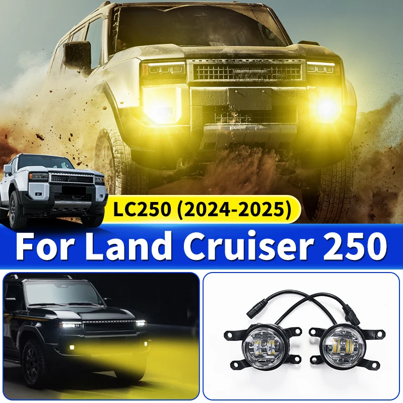 For Toyota Land Cruiser 250 2024 2025 Prado LC250 1958 First Edition FJ250 Two-Color Gold Front Fog Lamp,Upgraded Accessories