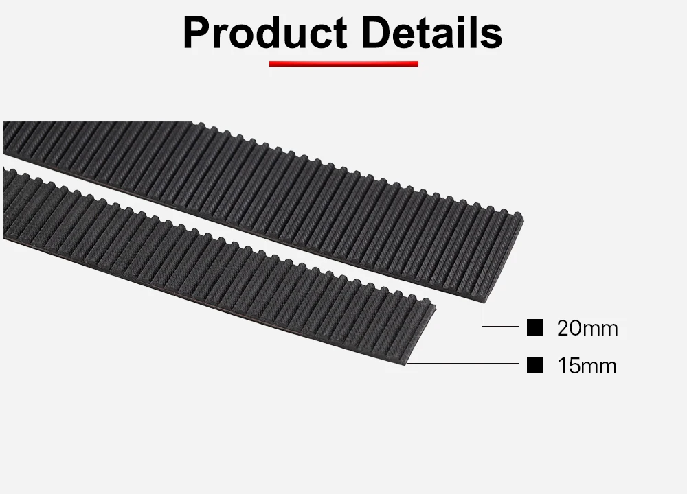 HUNST HTD 3M 15mm / 20mm Zahnriemen Breite 15mm Polyurethan Mit Stahldraht Farbe Schwarz Offener Riemen für Lasergravur CNC – Detail 2