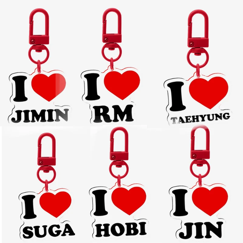 Популярные группы мальчиков, новый альбом J-hope, кавайный брелок, подвеска с именем «Я люблю», милое красное сердце, акриловый кулон на рюкзак, окружающий