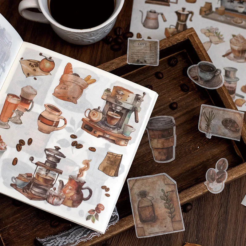50pcs Daily Landscape Large Size Stickers, Warm Life Scenes, Journal Diary Background Matching Material