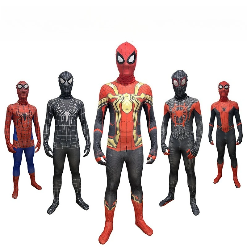 

Superhero Spider Costume Jumpsuit Miles Halloween Cosplay Costumes Bodysuit Head Set Theme Party for Adult