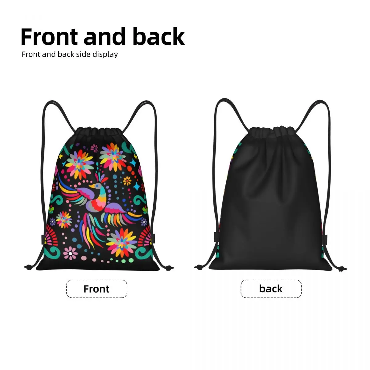 Custom Mexican Floral Flower Textile Drawstring Bags for Shopping Yoga Backpacks Men Women Colorful Sports Gym Sackpack