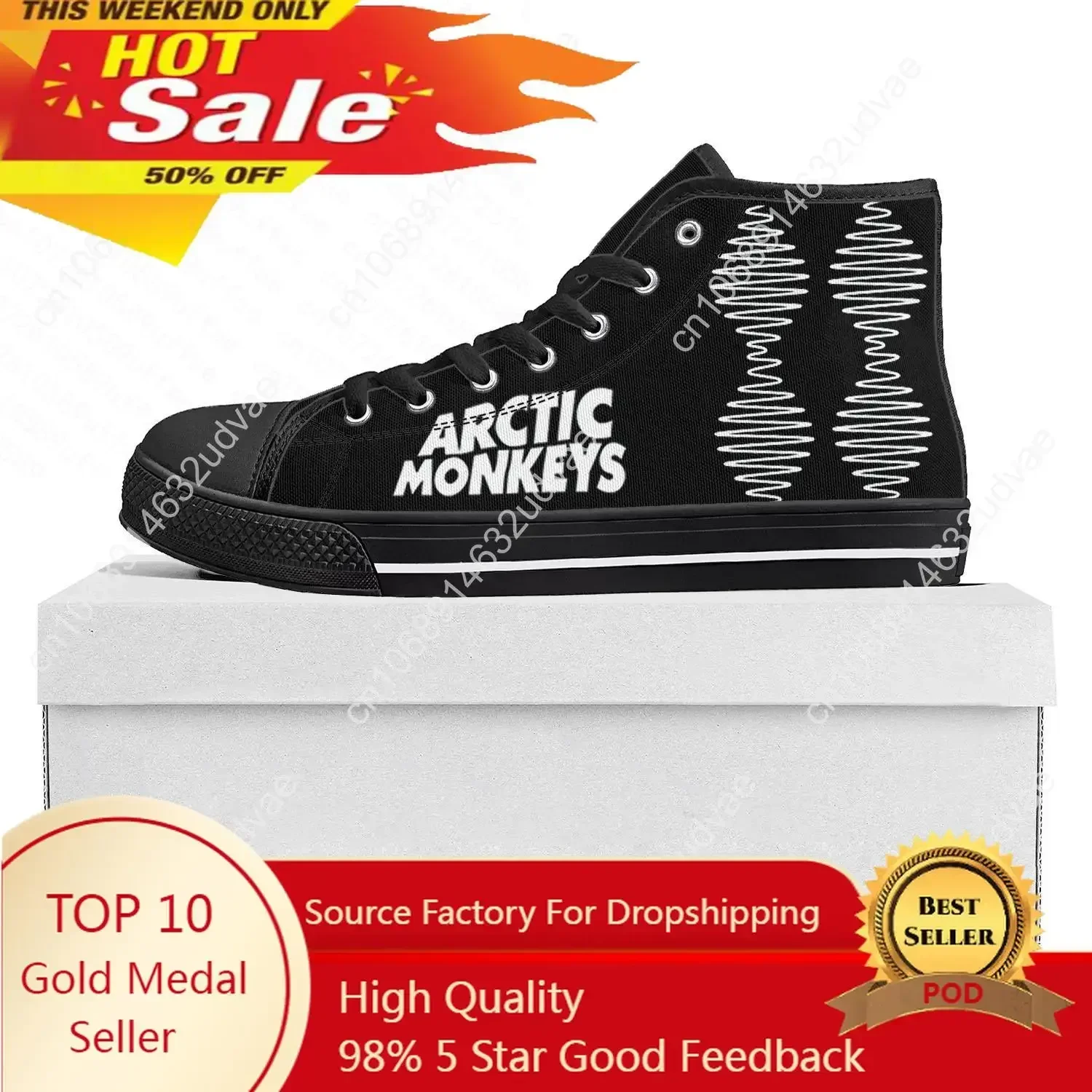 Arctic Monkeys Rock Band Pop High Top High Quality Sneakers Mens Womens Canvas Sneaker Casual Couple Shoes Custom Shoe