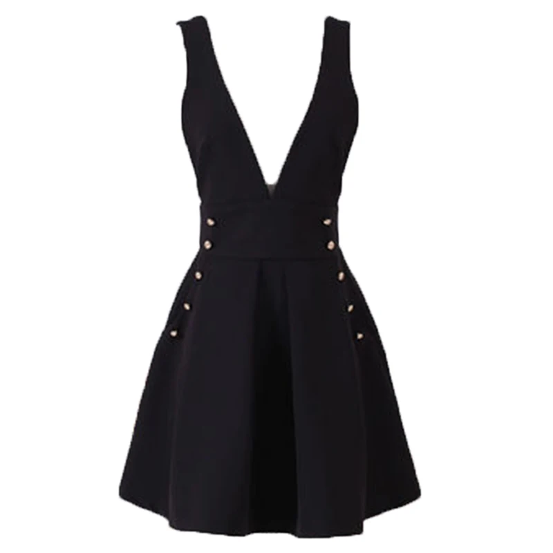 Black V-Neck Strap Women Dress Female Student Slim Fashion Strap Dresses Summer New A-Line