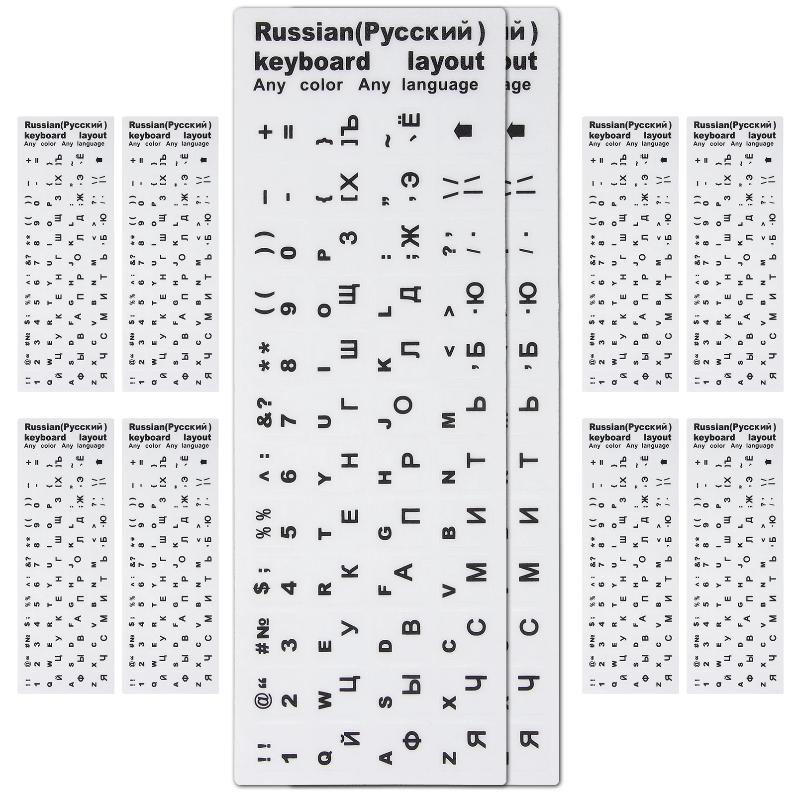 

10pcs Russian Stickers Matte Keyboard Labels Durable Replacement For Laptop Keyboards Desktop Keyboard Computer Accessories