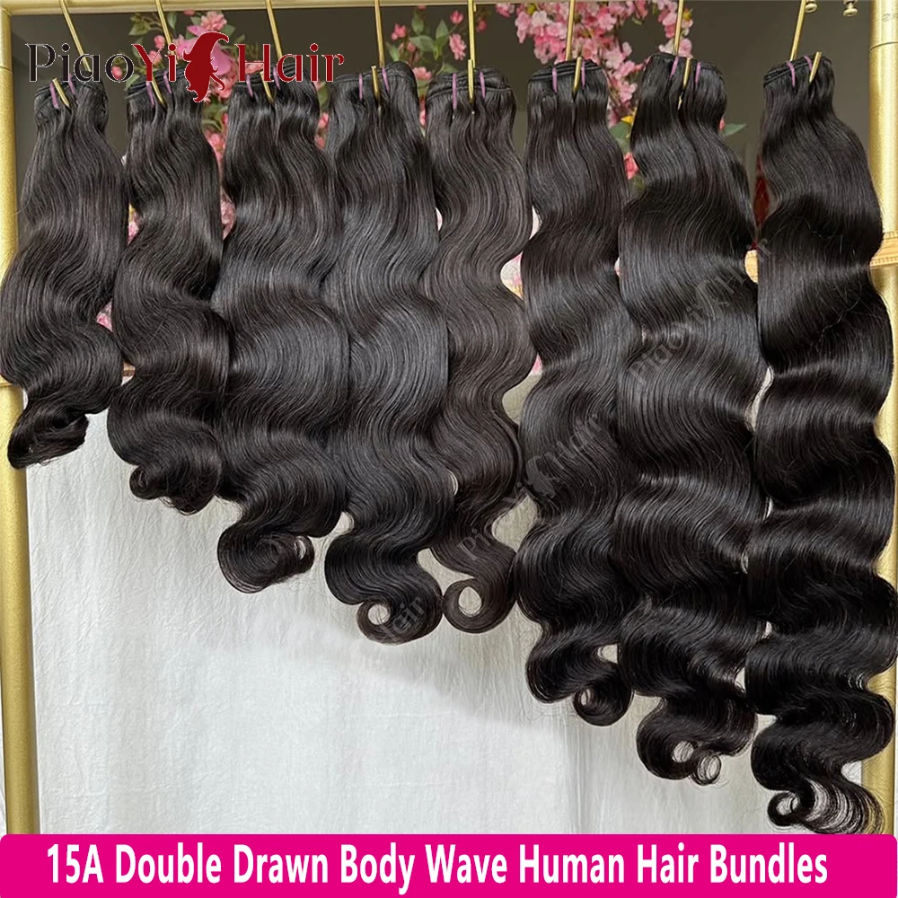 

15A Двойные нарисованные объемные волны Пучки человеческих волос 1/3 шт. Вьетнамские необработанные пучки человеческих волос Наращивание человеческих волос высшего качества