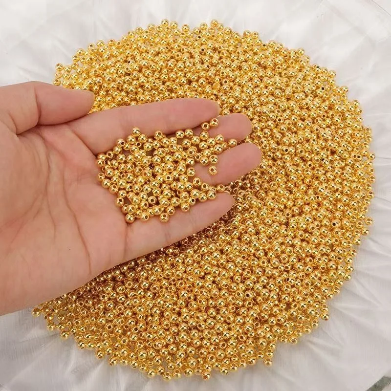 925 فضة الخرز 2 مللي متر-10 مللي متر 18 كيلو شغل مطلية بالذهب الخرز المستديرة ل سوار ذاتي الصنع قلادة القرط صنع المجوهرات