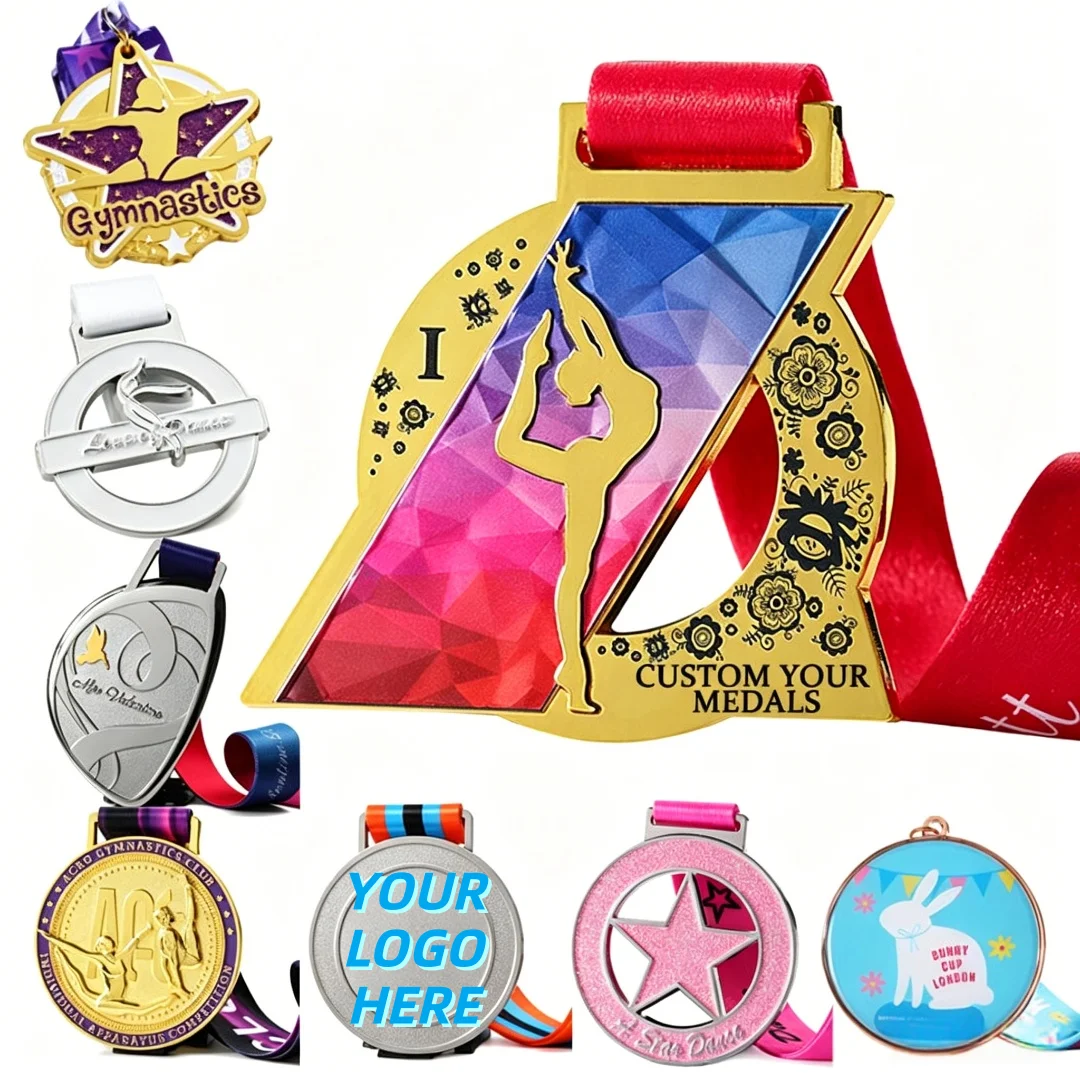 Medallas Personalizadas Baratas con Logotipo del Fabricante, Medallas Deportivas de Metal para Baile, Carnaval, Carrera, Gimnasia, Patinaje, Medallas Personalizadas con Brillantina, Medalla de Oro de Premio