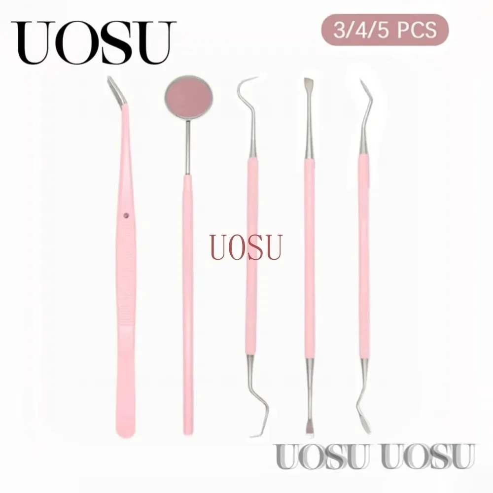 3/4/5PCS Pink Stainless Steel Dental Mirror Dental Kit For Woman Oral Care