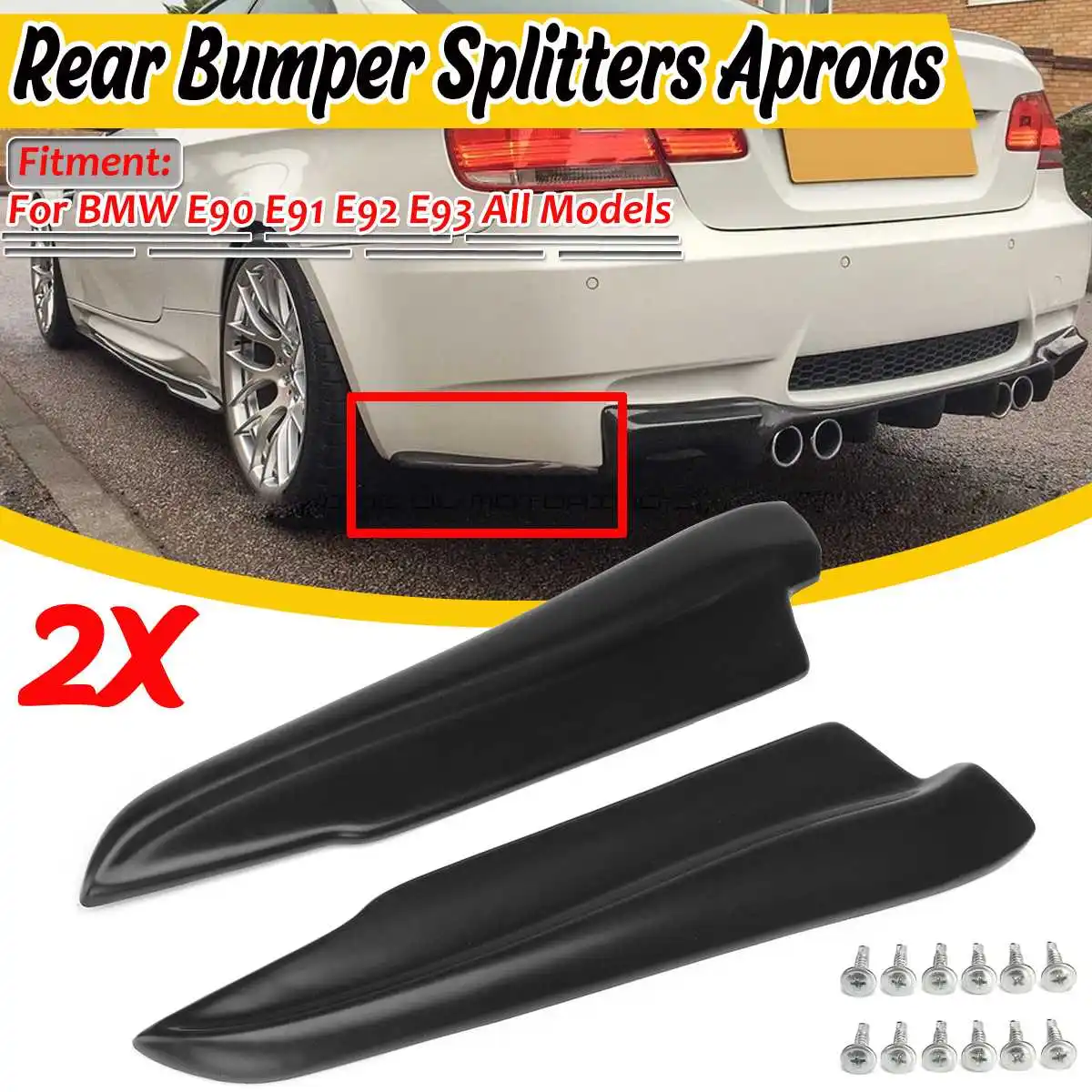 2x 42cm Universal Car Rear Bumper Lip Diffuser Spats Splash Guard Extend Valance Lip For BMW E90 E91 E91 E92 E93 All Style