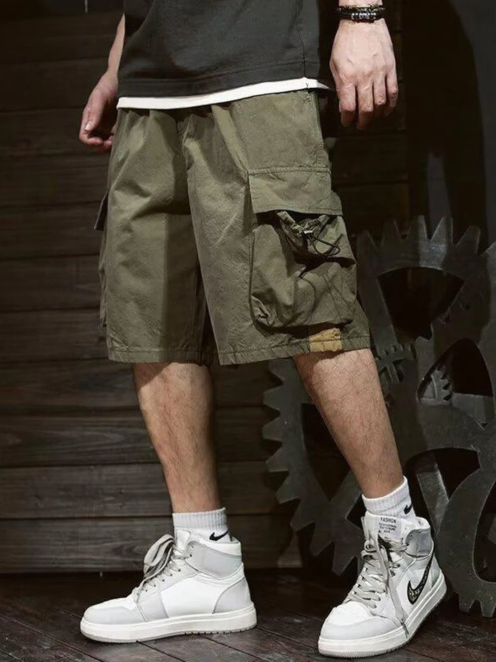 

Модная летняя тонкая рабочая одежда orts, мужские свободные прямые повседневные брюки из ледяного шелка пять четвертей, молодежная энергетическая футболка с прямыми штанинами...