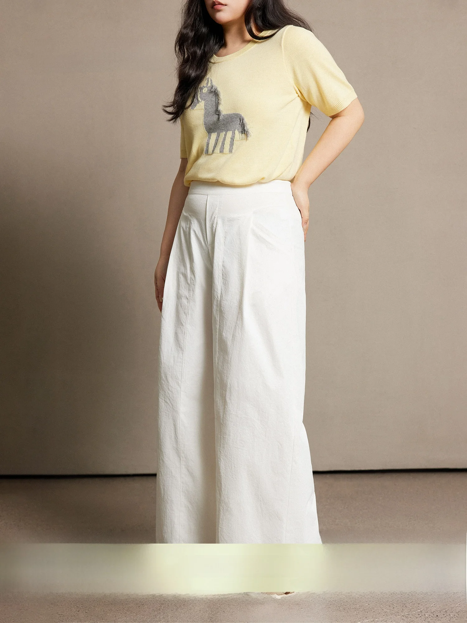 

Plusmall Spring 2026 Casual Loose Straight Leg Pants Versatile Comfortable Walking Pants Classic Sle Slimming Effect