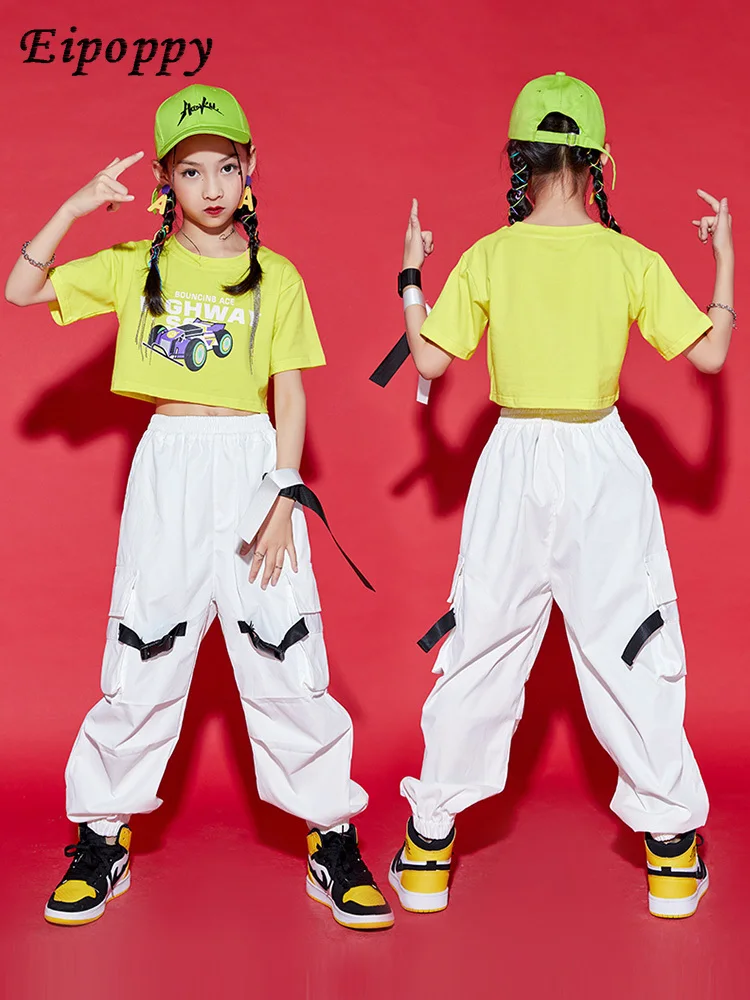 Kostiumy jazzowe dla dzieci tańczące ubrania dla dziewcząt Hip Hop modne ubrania letni przystojny stroje hip-hopowe