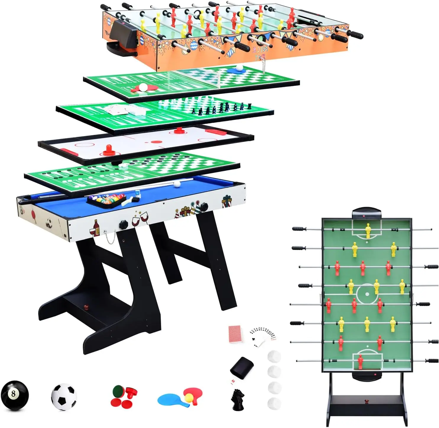 Drm 8 In 1 Folding Combo Game Table, Billiards Table, Pool/Snooker Table, Hockey Table, Table Tennis Table, Football Table,