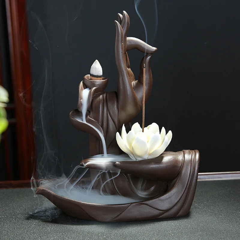 Handmade Purple Clay Backflow Incense Stick Holder Ceramic Censer Home Ornaments