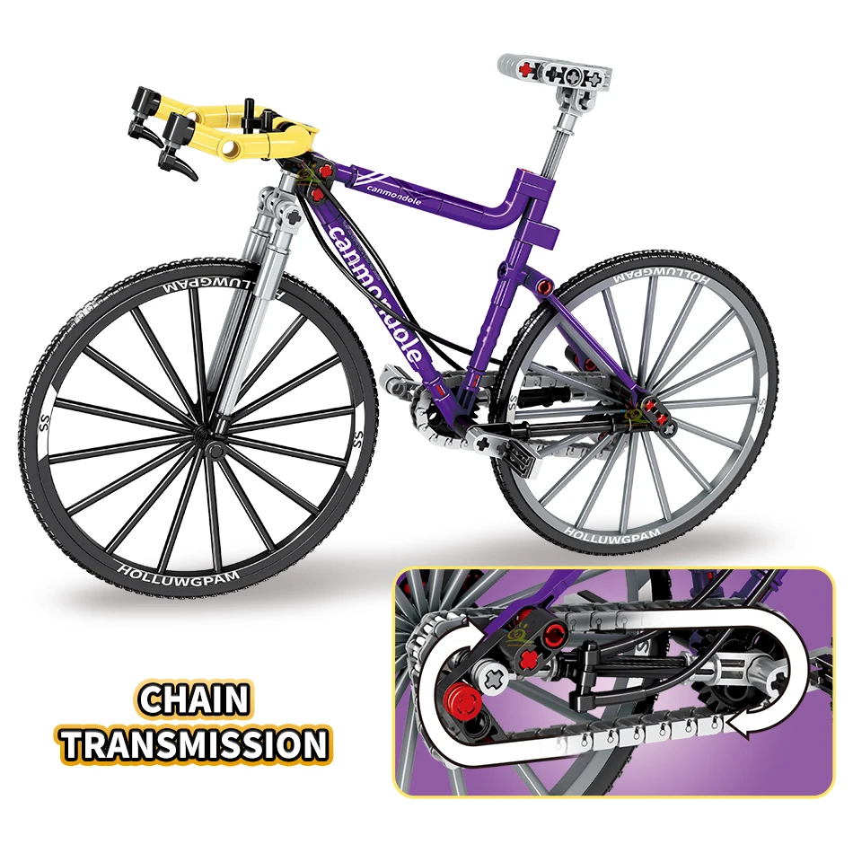 HUIQIBAO Mountain Bicycles Building Blocks Retro Bikes Supercar Race Car Bricks Set City Construction Model Toy for Children