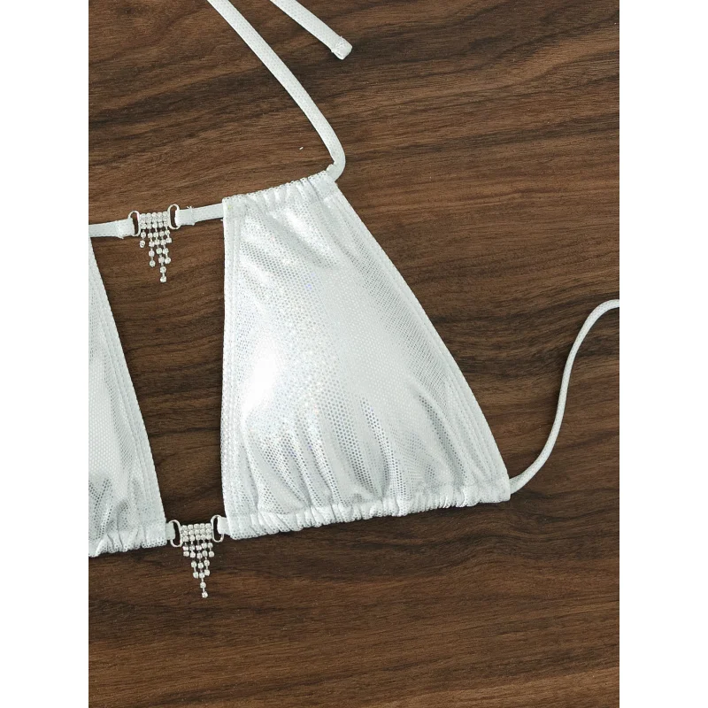 Silver Single Piece Top Swimsuit Bikini Accessories Swimsuit TiebikiniSexy Women's Fashion