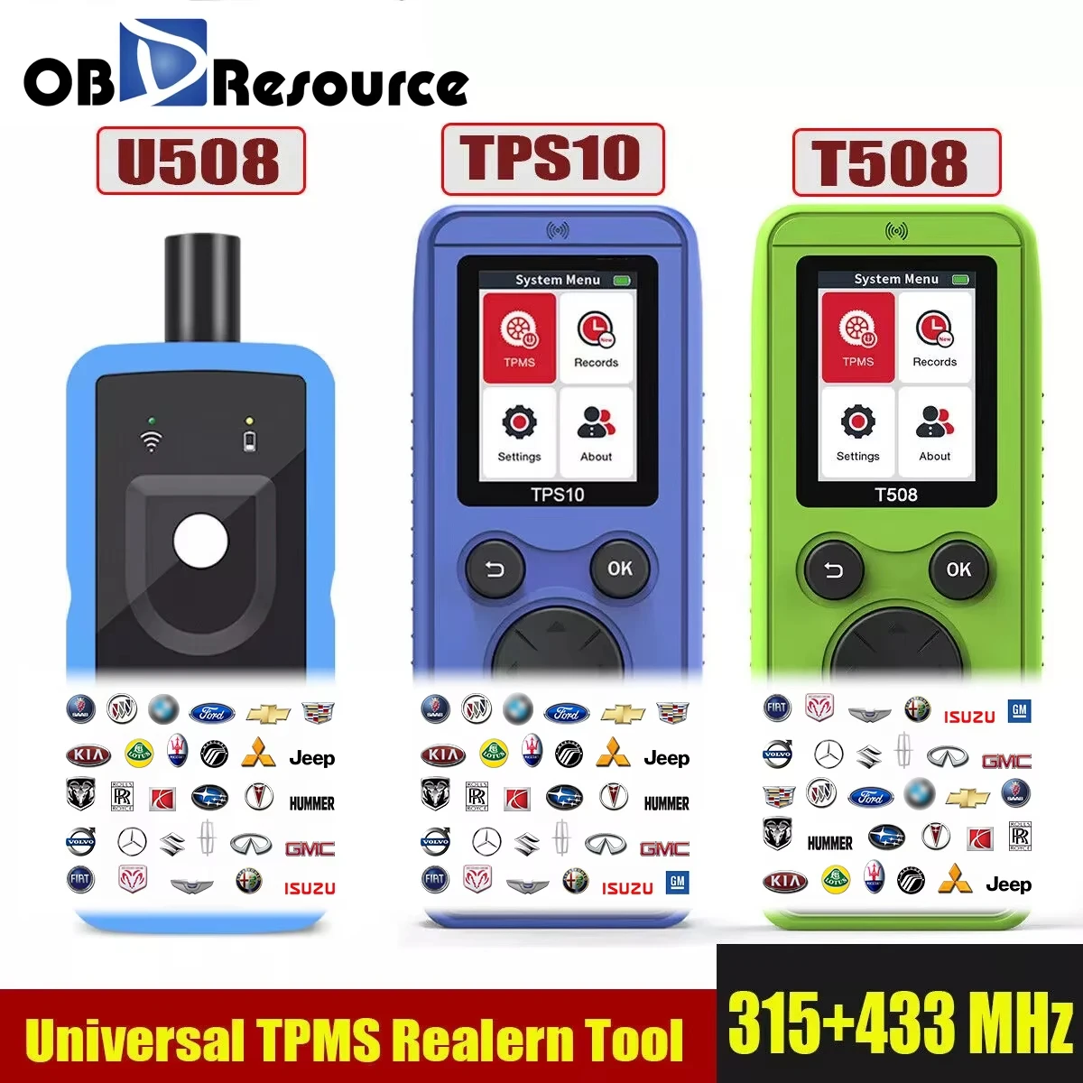 

OBDResource Автомобильный инструмент для снятия TPM TPS10 U508 T508 Инструмент для сброса системы датчика давления в шинах для Ford Jeep GMC и т. д.