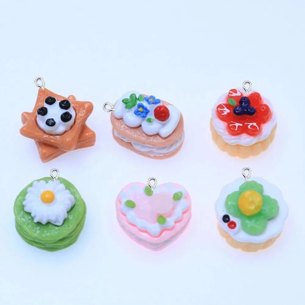 Lovely Glitter Fruit Rose Cake Flatback Resin Charms 10Pcs Handcraft Pendants for Hairpin Earring Bracelet Jewelry Making