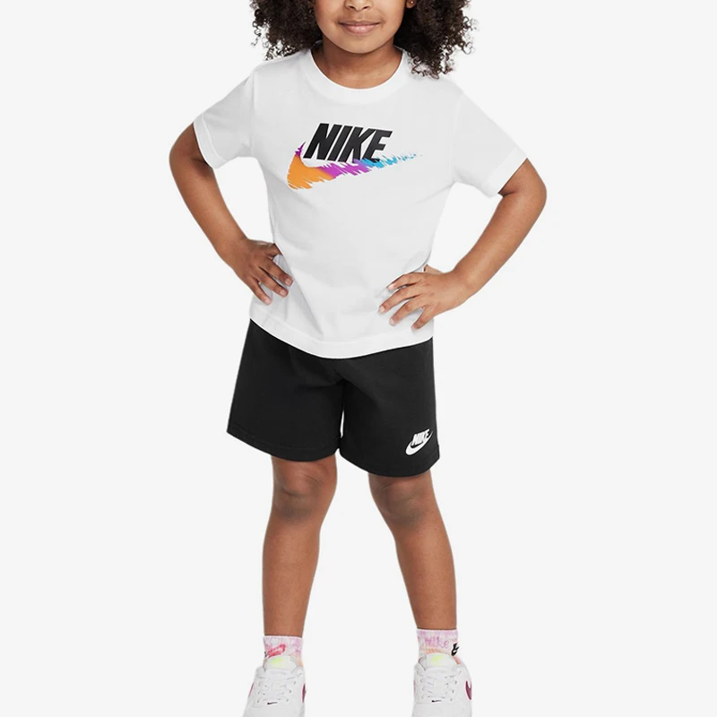 Conjunto de camiseta y pantalones cortos Nike originales, conjunto de pantalones cortos para bebé, suave para la piel, modelo II6485-010