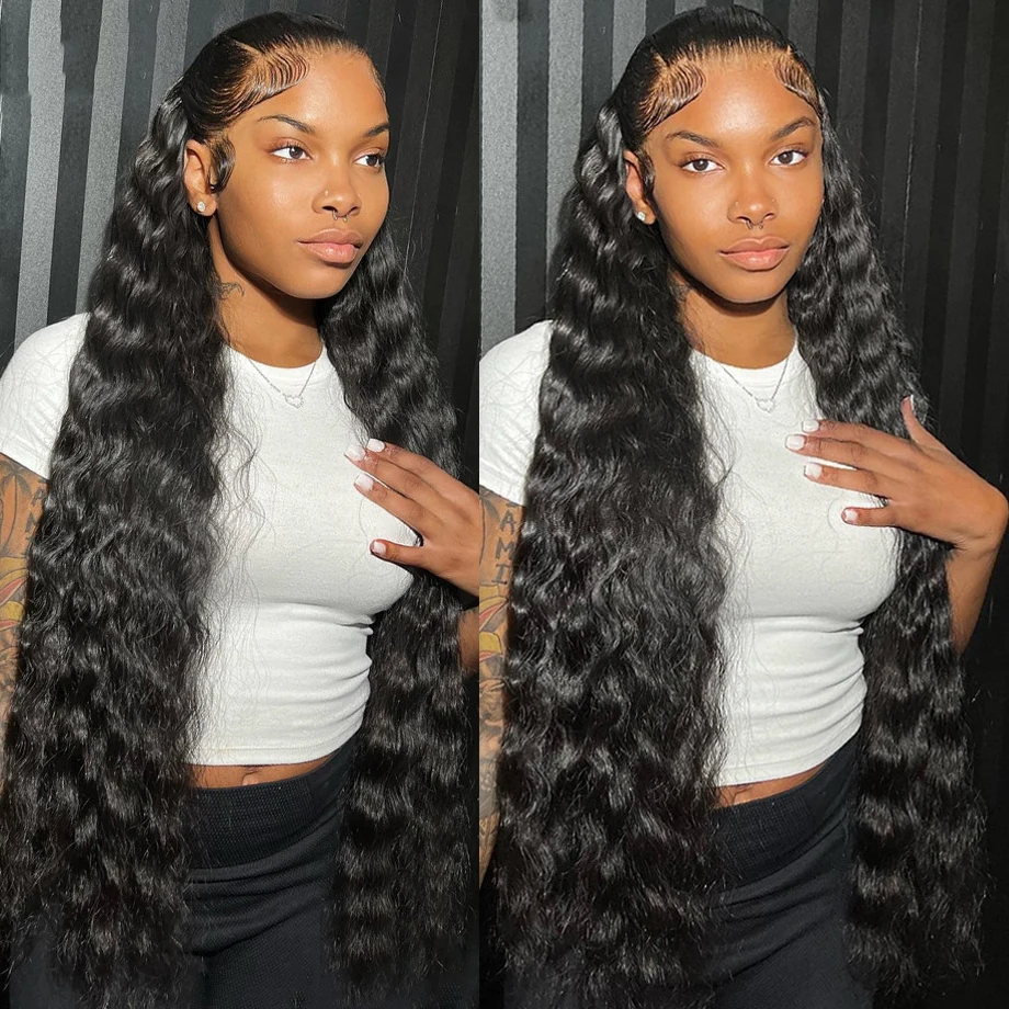 Peruki kręcone 100% ludzkie włosy 13x6 Hd Lace Frontal Wig Water Wave Lace Front Wig 30 40 cali 13x4 Deep Wave Peruki dla czarnych kobiet