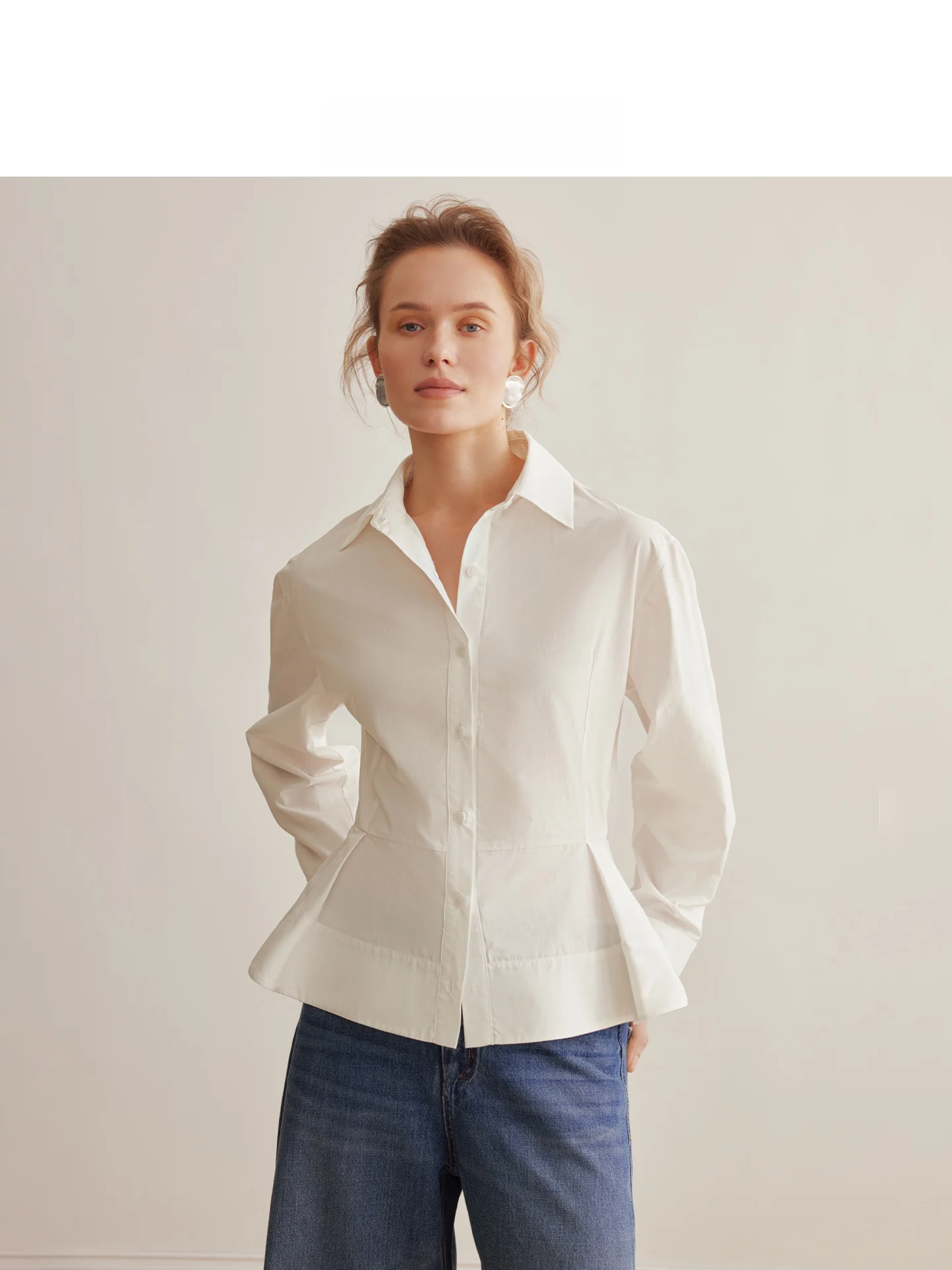

Elegant Commuter White Shirt Women's Slim Fit Long Sleeve Top Original AEL Spring Summer Fashion Ladies' Shirt