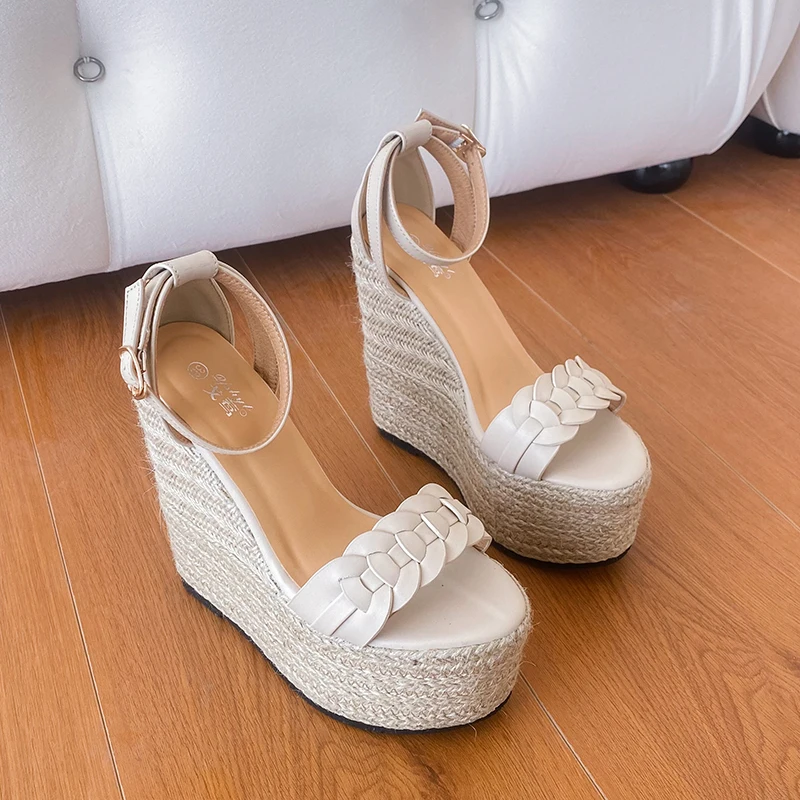 Summer 15 Cm Super High Heels Platform Women Sandals Fashion  Wedges  Comfort Gladiator  Sexy Peep Toe Rome Shoes