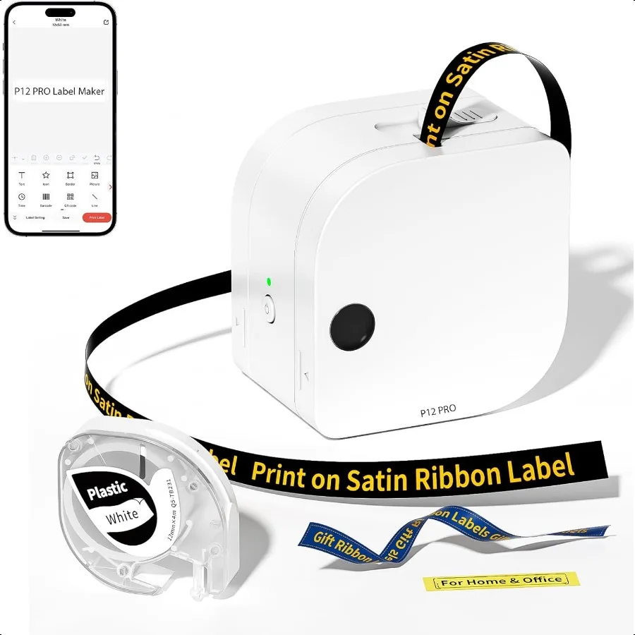 

P12 PRO Label Maker hine with Tape Mini Bluetooth Portable Thermal Labelmaker for School Office Organizing Kitchen Wirel Small