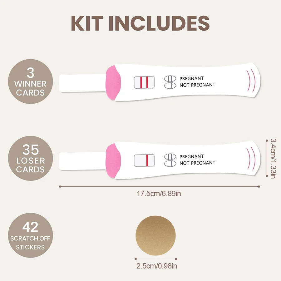 38-teiliges Kreatives Rubbelkarten-Set Schwangerschaftstest mit Enthüllungskarte Babyparty-Gästegeschenk Partyzubehör Spaßiges Verlosungsticket – Detail 11