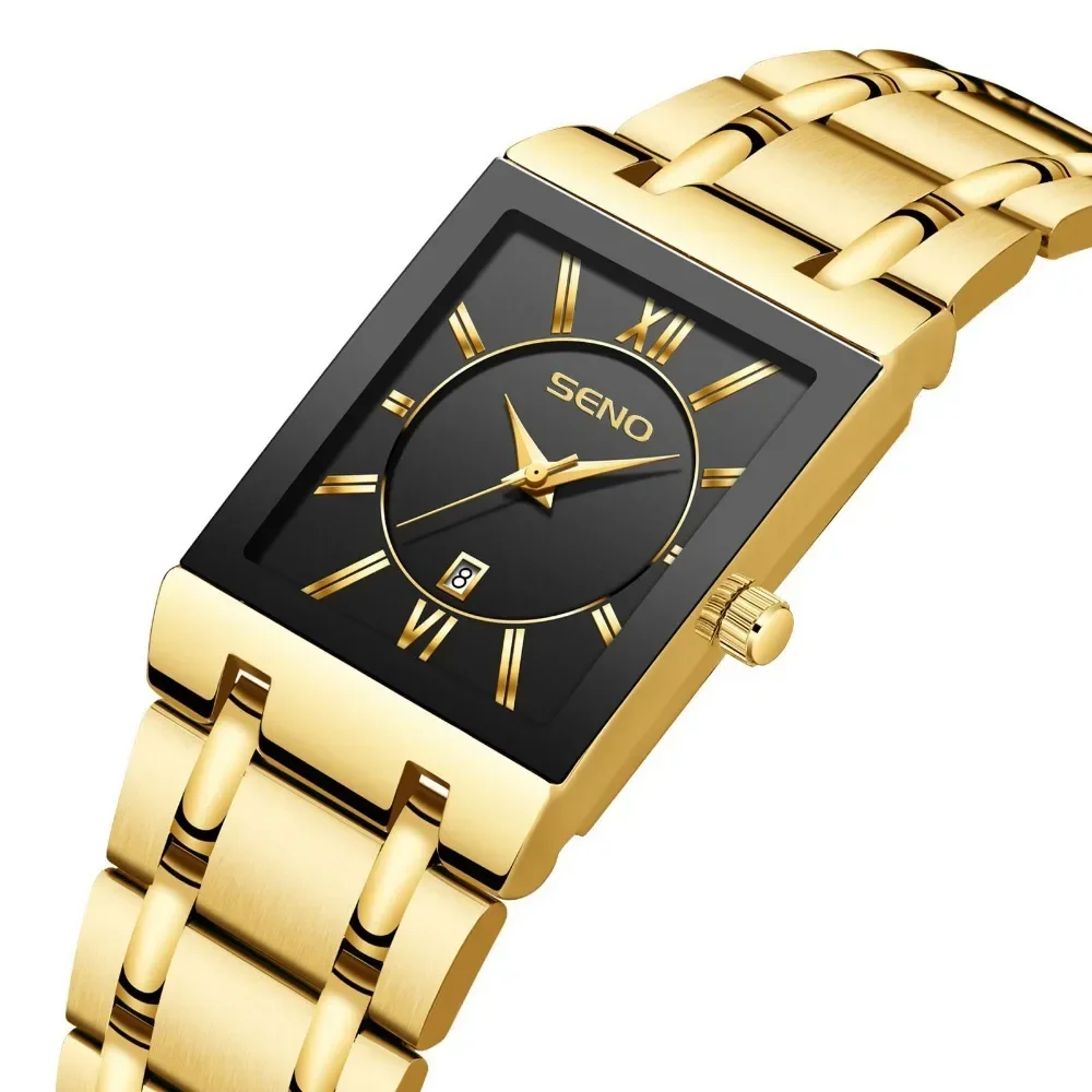 Reloj de lujo para hombre y mujer, pulsera de acero, movimiento de cuarzo dorado, resistente al agua, nuevo