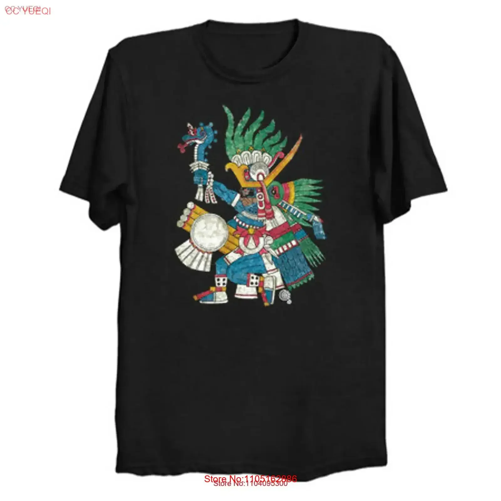 Huitzilopochtli 2 Camiseta Dios azteca Mexica Espíritu Sol Colibrí vintage Gráfico lavado Ropa de diseñador cómoda Unisex