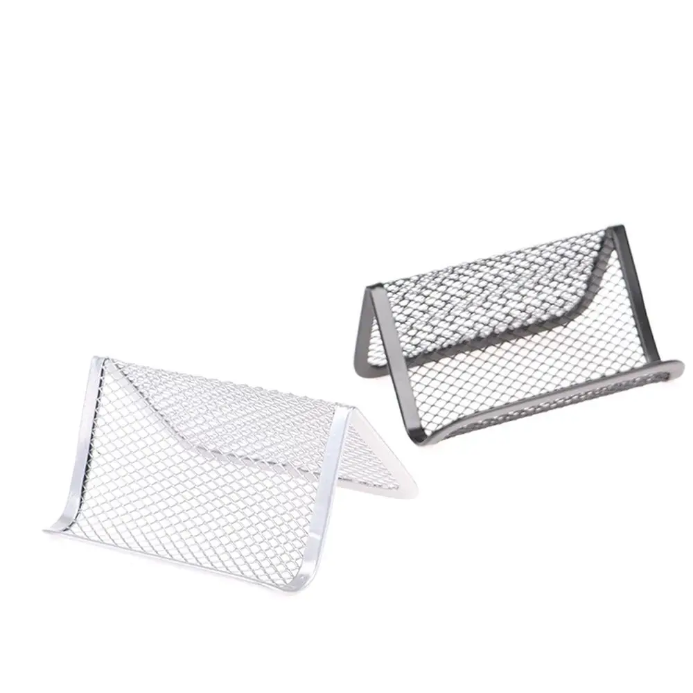 Desk Black Silver Metal Mesh Memo Clip Holder Name Card Holder Card Display Stands Desk Business Holders Business Card Holder