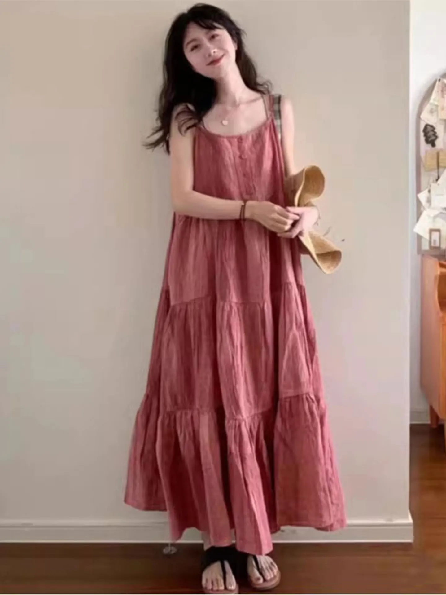 

Летняя модная юбка-трапеция с завышенной талией, расклешенная, повседневная, без рукавов, для женщин больших размеров, скрывающая бедра