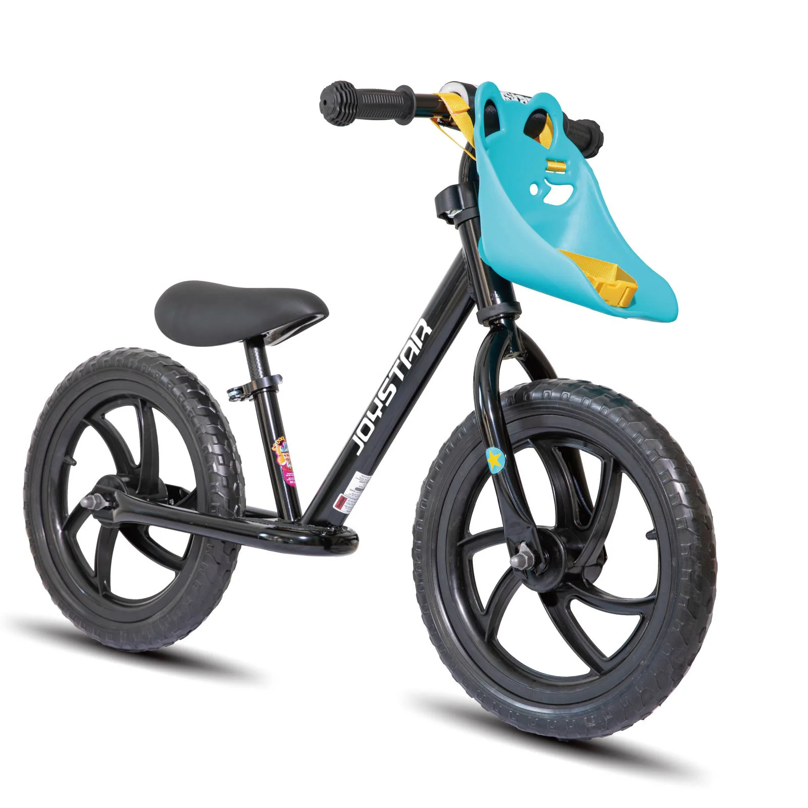 JOYSTAR 12/14 inch kinderloopfiets voor 18 maanden-5 jaar, lichtgewicht loopfietsen voor peuters met voetsteun en stuur, zwart