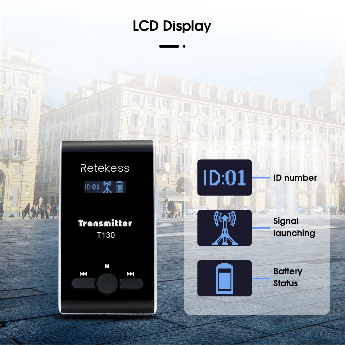 RETEKESS T130 T131 Tourguide-System, drahtloses Funkführungssystem, Audio-Guide, Mikrofon, Sender, Empfänger für Konferenzen, Besichtigungen, Tourismus – Detail 11