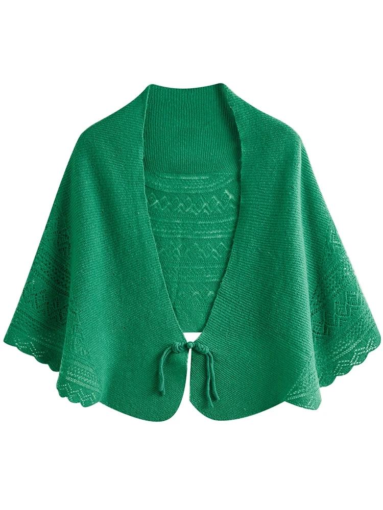 

Новый китайский стиль, пончо с узлом на пуговицах, шаль, осень-зима, женское трикотажное пальто из 100% мериносовой шерсти, мягкая теплая женская одежда, топы