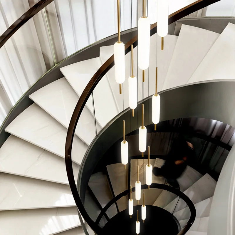 

Stair chandelier postmodern glass villa duplex building creativity
