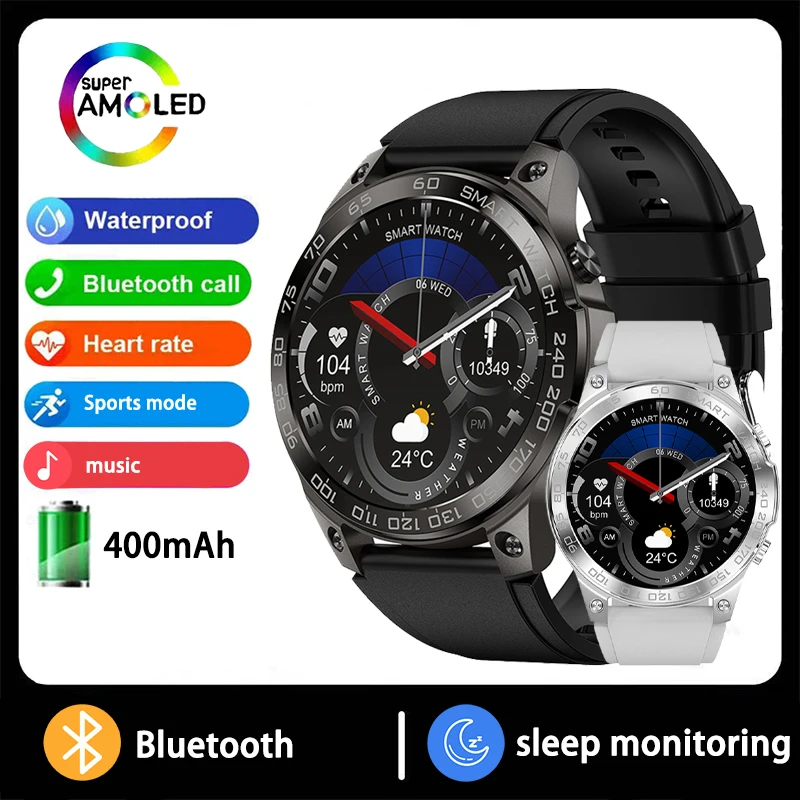 

2025 Новые Смарт-часы AMOLED HD с большим экраном, 1,43 дюйма, Bluetooth-вызов, аккумулятор 400 мАч, спортивный фитнес-трекер, новые мужские часы