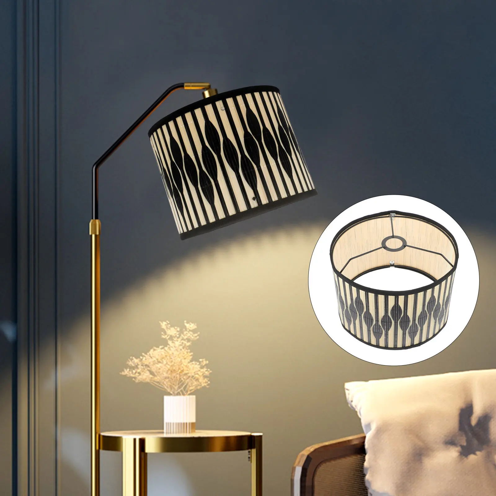 

Изысканный бамбуковый абажур с геометрическим узором, декоративный светильник, сменный аксессуар для спальни, дома, теплого освещения