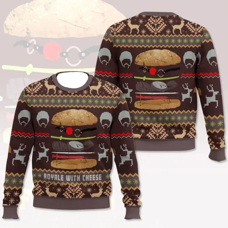 Feliz Navidad otra vez Pulp Fiction feo Navidad sudor Vintage película de ficción suéter hombres mujeres fiesta de vacaciones Jumper regalo de Navidad