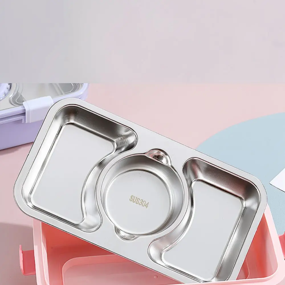 High Quality Stainless Steel Bento Box For Lisheng Four Compartment Food Organizer Insulated Lunch Case Travel Picnic Gear