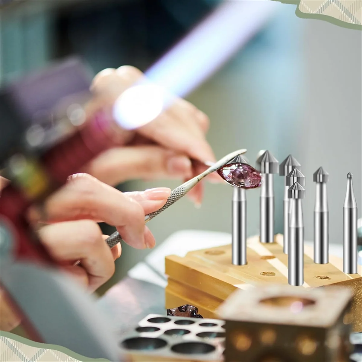URAZL 12 PC กระบอกรูปทรงกรวยแกะสลัก Burr ชุดเครื่องประดับ Burr SetsShank เครื่องประดับหินการตั้งค่า Burs สําหรับ Lapidary 008-040