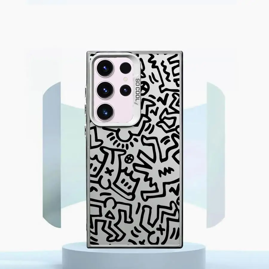 หรูหราสีดําGraffitiสําหรับSamsung Galaxy S23 Ultra S24 Ultra S20 FE S21 S22 Plus S10 S23 5G Note20 Ultra Soft Shell